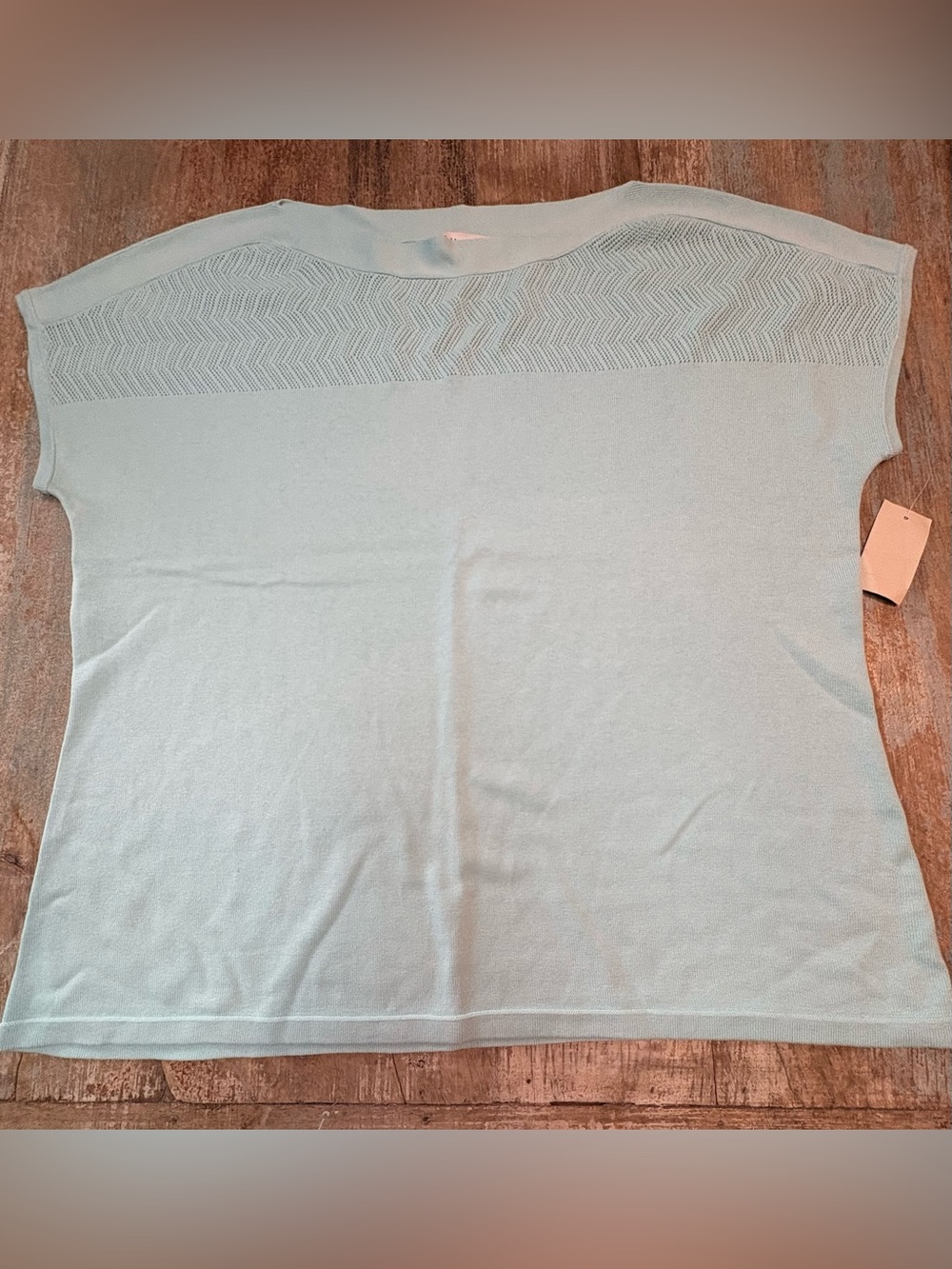 Coldwater Creek Mint Green Knit Top with Openwork Panel